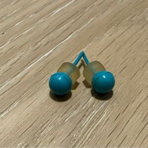 Teal and Beige Stud Earrings